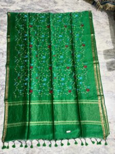 Premium Linen Silk Embroidery Saree – Timeless Elegance