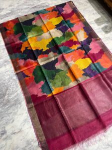 Premium Munga Silk Saree with Digital Print – Full Body Bandar Design