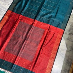 Tassar Raw Silk Saree with Katha Stitch – A Desi Masterpiece