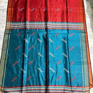 Tassar Raw Silk Saree with Katha Stitch – A Desi Masterpiece