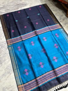 Tassar Raw Silk Saree with Katha Stitch – A Desi Masterpiece